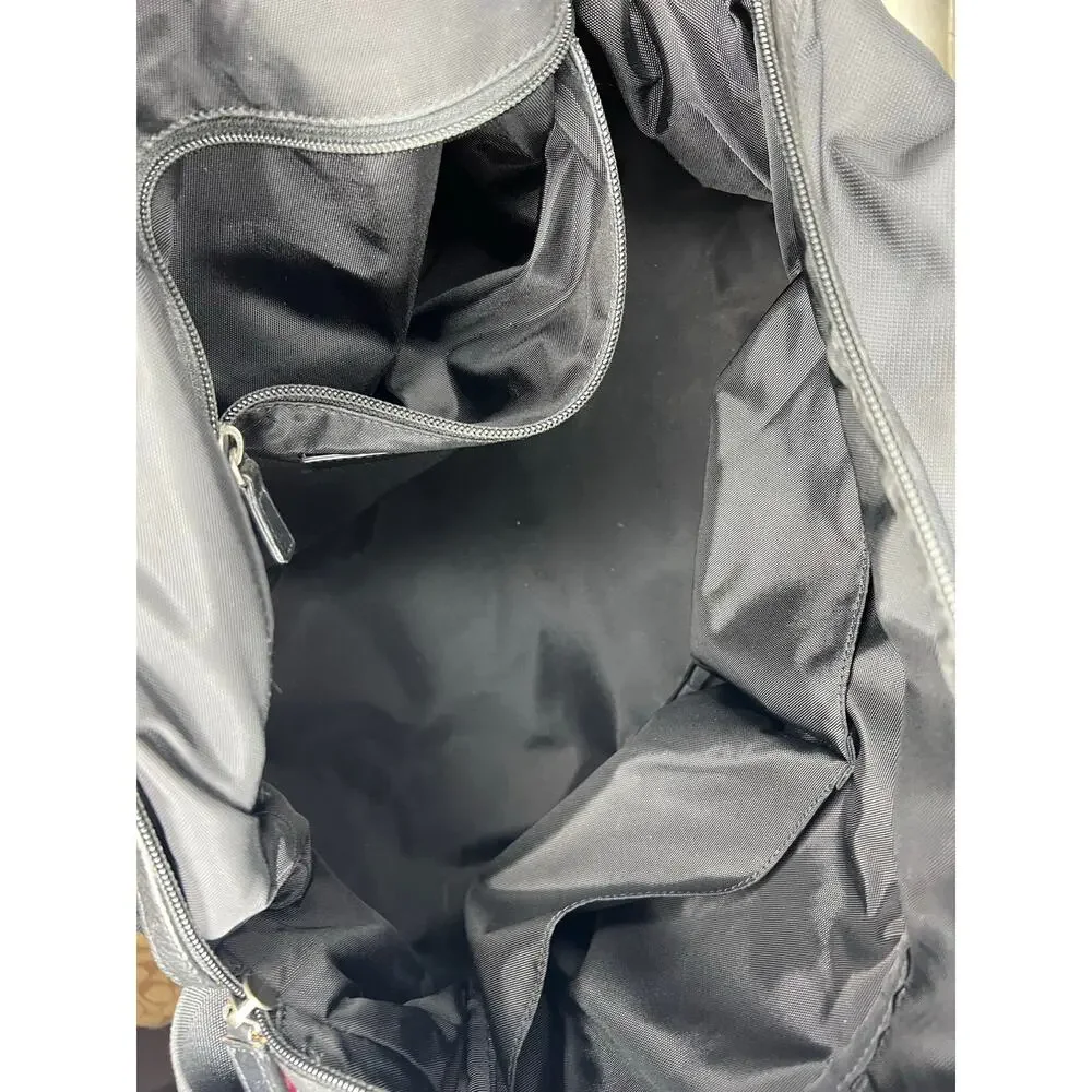Coach F70504 Voyager Gym Duffle Bag Black Nylon Leather Travel Weekender